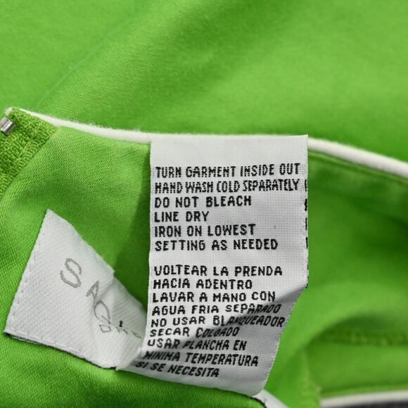 Vtg SAG HARBOR Green Embroidered Dress Size 10P Daisy Cotton Vibrant Bright Boho - Picture 8 of 13